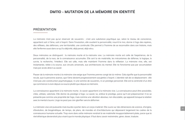 Vue d'ensemble du contenu de la conférence sous forme d'une présentation explicite
